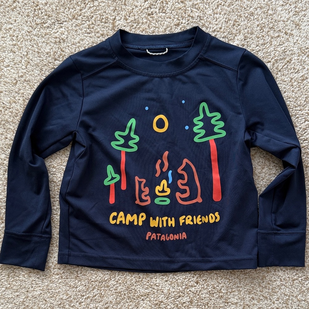 Patagonia Capilene Long Sleeve Navy Camp With Friends Tee